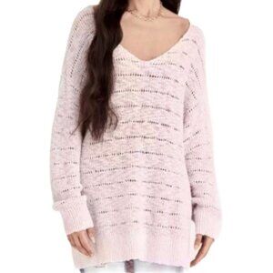 AMERICAN EAGLE AE Light Baby Pink Chunky Knit Open Weave Oversized Tunic Sweater